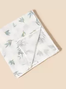 1pc Oeko-Tex Certified Bamboo Leaf Print Breathable Soft Baby Swaddle Blanket