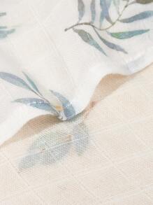 1pc Oeko-Tex Certified Bamboo Leaf Print Breathable Soft Baby Swaddle Blanket