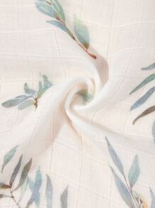 1pc Oeko-Tex Certified Bamboo Leaf Print Breathable Soft Baby Swaddle Blanket
