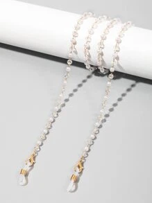 1 pieza Cadena para gafas decorativa de cuentas de acrílico transparente, correa para gafas, soporte para gafas de sol, accesorios para gafas para mujeres, que también se puede usar como cuerda colgante para mascarillas