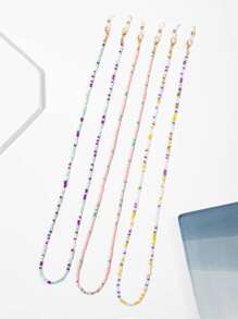3入組女士撞色串珠時尚眼鏡鏈日常裝飾 - 彩色 - 查看 1