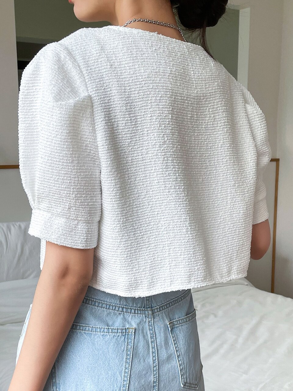 Solid Open Front Blouse