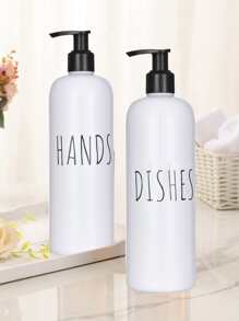 2pcs 500ml Letter Graphic Lotion Dispenser - White - View 6