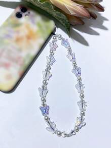 蝴蝶串珠手機掛繩 - 彩色 - 查看 3