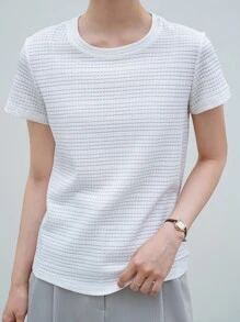 DAZY Textured Knit Tee - White - View 2