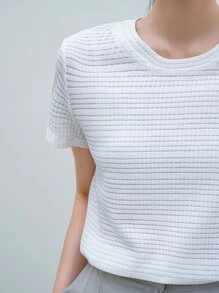 DAZY Textured Knit Tee - White - View 3