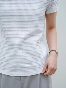 DAZY Textured Knit Tee - White - View 8