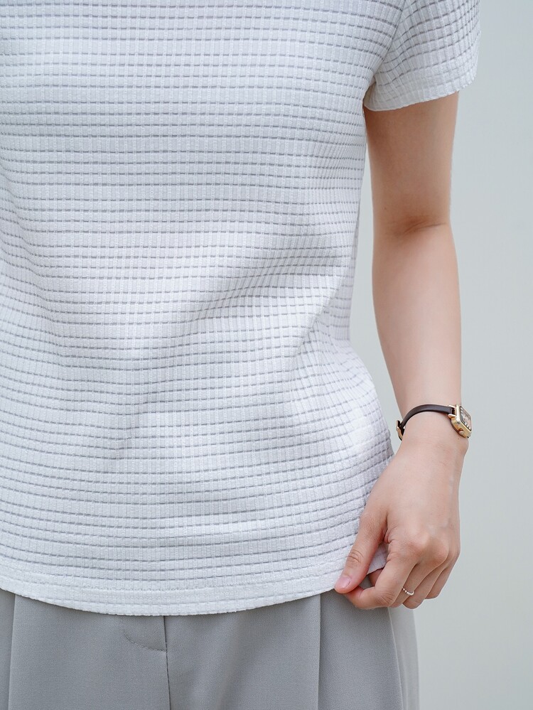Textured Knit Tee - White - View 8