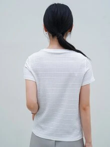 DAZY Textured Knit Tee - White - View 4