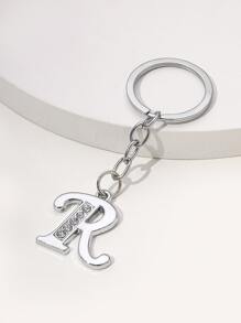 Llavero con diseño de diamante de imitación con diseño de letra - Plateado - Ver 2