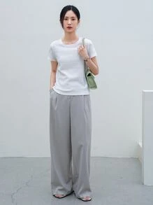 DAZY Textured Knit Tee - White - View 6