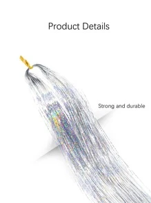 Silver Hair Tinsel Heat Resistant Fairy Hair Sparkling Shiny Glitter Tinsel Hair Extensions For Women Girls Kids - Multicolor - View 4