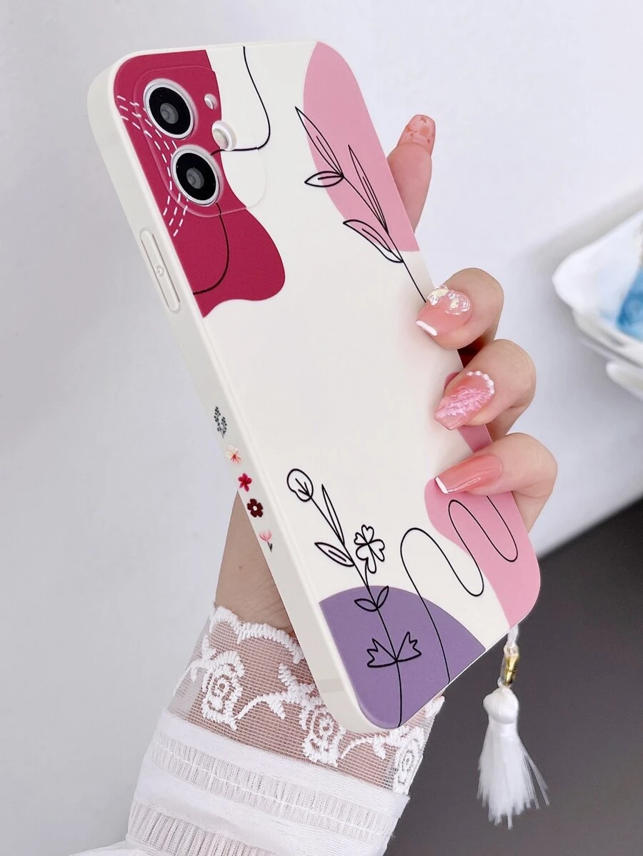 Apple Plants Pattern Phone Case With Stand-Out Phone Grip Compatible With IPhone15/15Plus/15Pro/15Promax