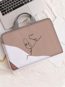 1pc 14 Inch Line Art Laptop Bag - Multicolor - View 1