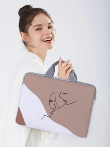 1pc 14 Inch Line Art Laptop Bag - Multicolor - View 2