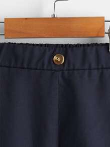 SHEIN 男孩100%棉翻蓋口袋工裝褲