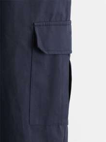 SHEIN 男孩100%棉翻蓋口袋工裝褲