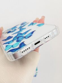 Funda de celular transparente con estampado de mariposa con tira cuenta - Multicolor - Ver 3