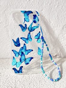 Funda de celular transparente con estampado de mariposa con tira cuenta - Multicolor - Ver 6