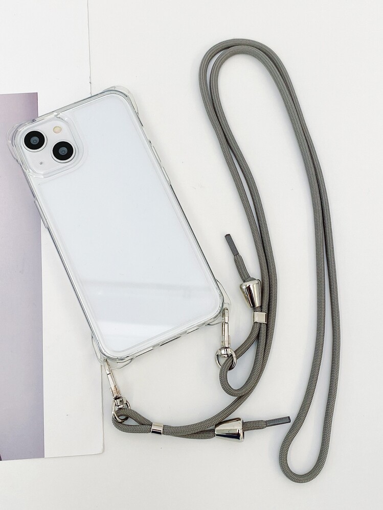苹果二合一四角防摔挂钩透明 PC 硬壳保护壳 + 灰色鞋带斜挎带 适用于 16/16 Pro/16 Plus/16 Pro Max 防水防震防刮 - 灰色 - 查看 7