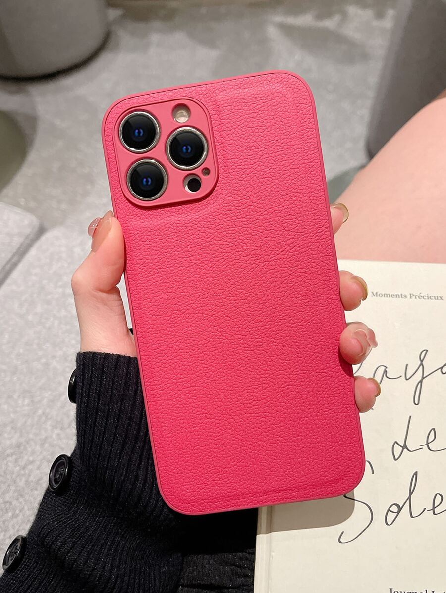 Solid Phone Case Compatible With iPhone15/15Plus/15Pro/15Promax - Hot Pink - View 1