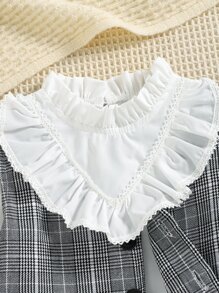 小女童格紋印花馬甲和荷葉袖襯衫和短褲 - 彩色 - 查看 4