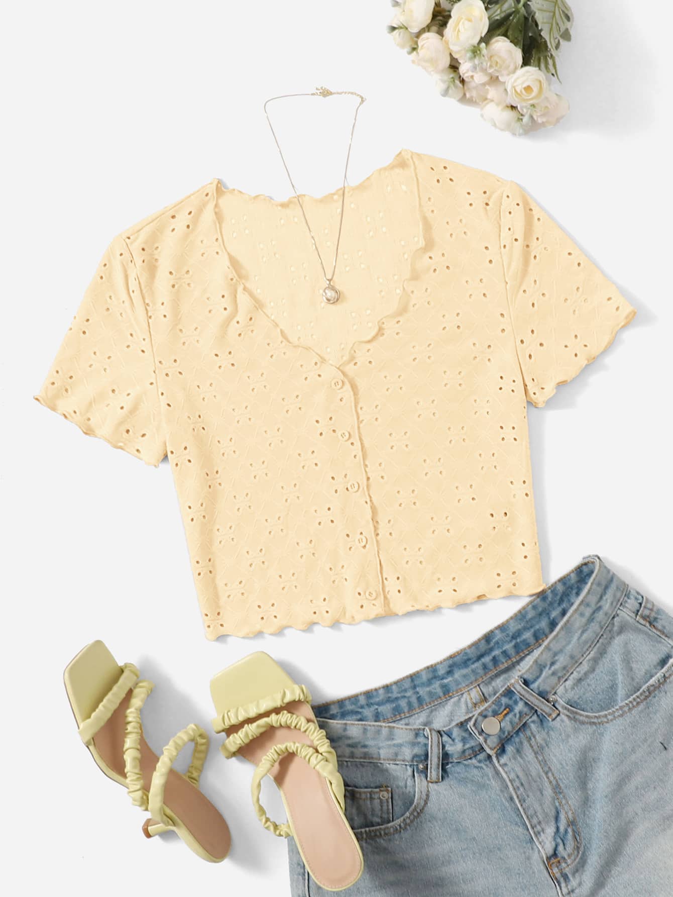 Soleia Plus Lettuce Trim Schiffy Tee - Yellow - View 1