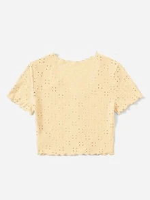 Soleia Plus Lettuce Trim Schiffy Tee - Yellow - View 2