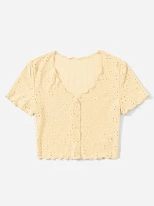 Soleia Plus Lettuce Trim Schiffy Tee - Yellow - View 3