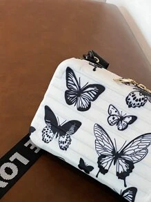 Girls Butterfly Graphic Letter Strap Box Bag, Butterfly Bag Valentines - Black and White - View 3