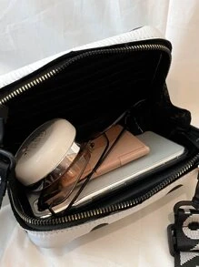 Girls Butterfly Graphic Letter Strap Box Bag, Butterfly Bag Valentines - Black and White - View 4