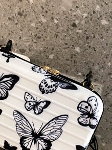 Girls Butterfly Graphic Letter Strap Box Bag, Butterfly Bag Valentines - Black and White - View 5