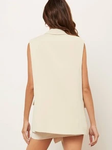 SHEIN Unity Blazer chaleco con ojal - Beis - Ver 2