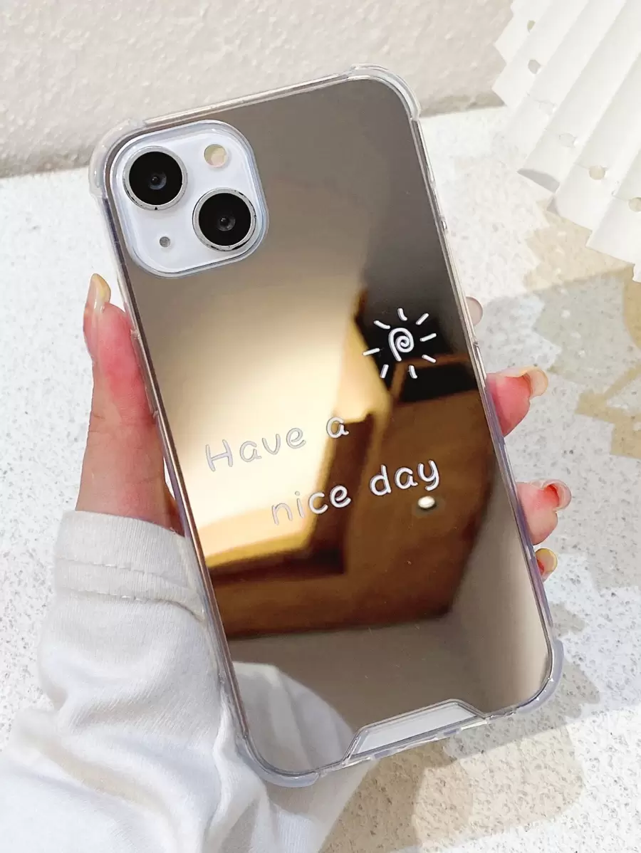 Have A Nice Day Shockproof Mirror Screen Protector Compatible With IPhone 16/16 Pro/16 Plus/16 Pro Max/16E/15 Pro Max/11/12/13/14/XR/13 Mini/15 Plus/14 Pro Max/13 Pro Max/12 Pro Max/XR/XS Max/7P/8P/13 Pro/14 Pro/15 Pro/14 PLUS/IPhone 17/17 Pro/17 AIR/17 Pro Max - Silver - View 1