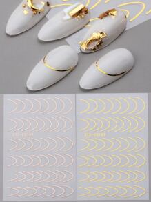 FULL BEAUTY 2sheets Line Art Nail Art Sticker - Gold - View 1