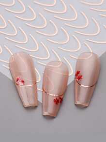 FULL BEAUTY 2sheets Line Art Nail Art Sticker - Gold - View 4