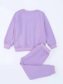 Toddler Girls Butterfly Print Sweatshirt & Joggers - Lilac Purple - View 2