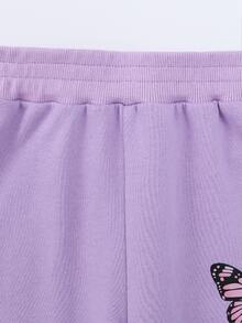 Toddler Girls Butterfly Print Sweatshirt & Joggers - Lilac Purple - View 5
