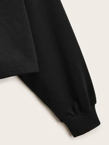 Mulvari Sudadera con estampado de letra de hombros caídos - Negro - Ver 5