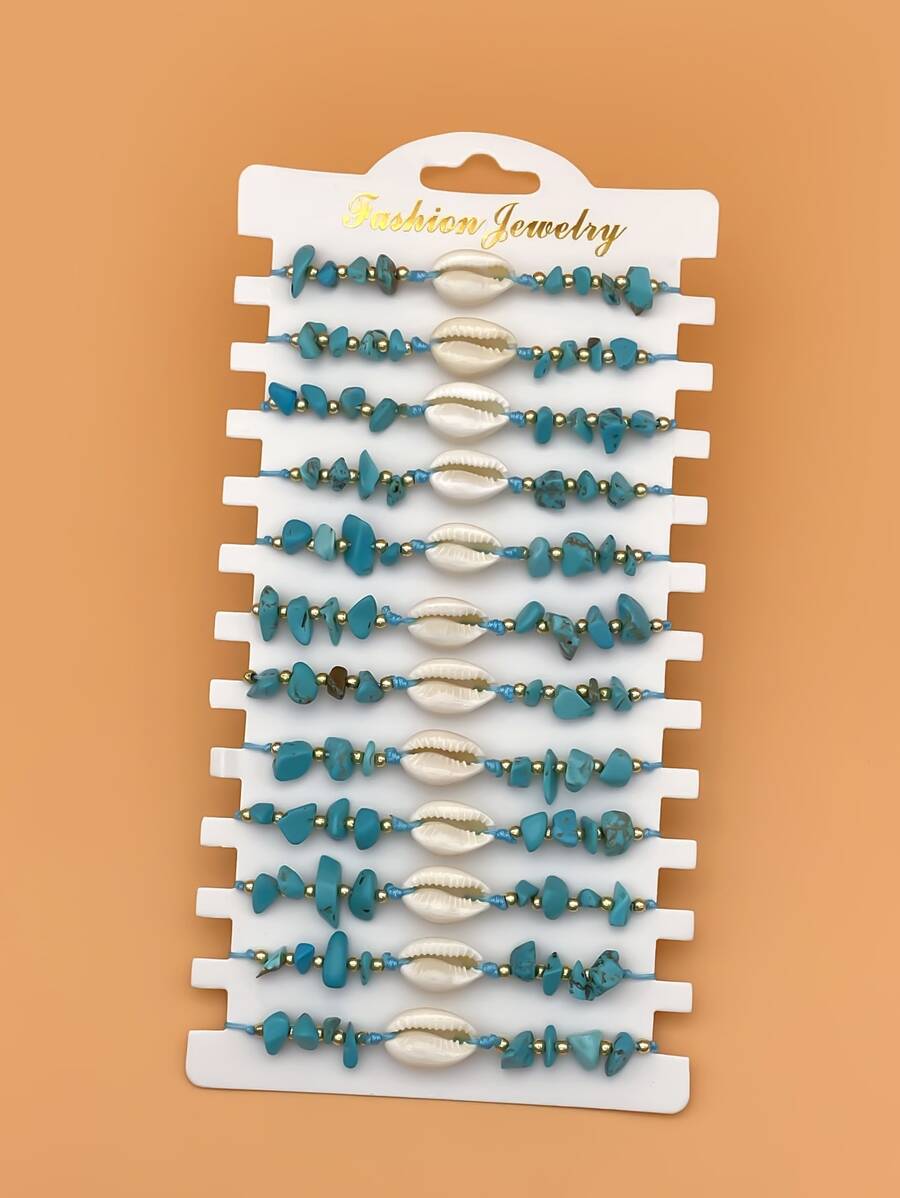 12 piezas Pulsera con diseño de concha - Multicolor - Ver 1