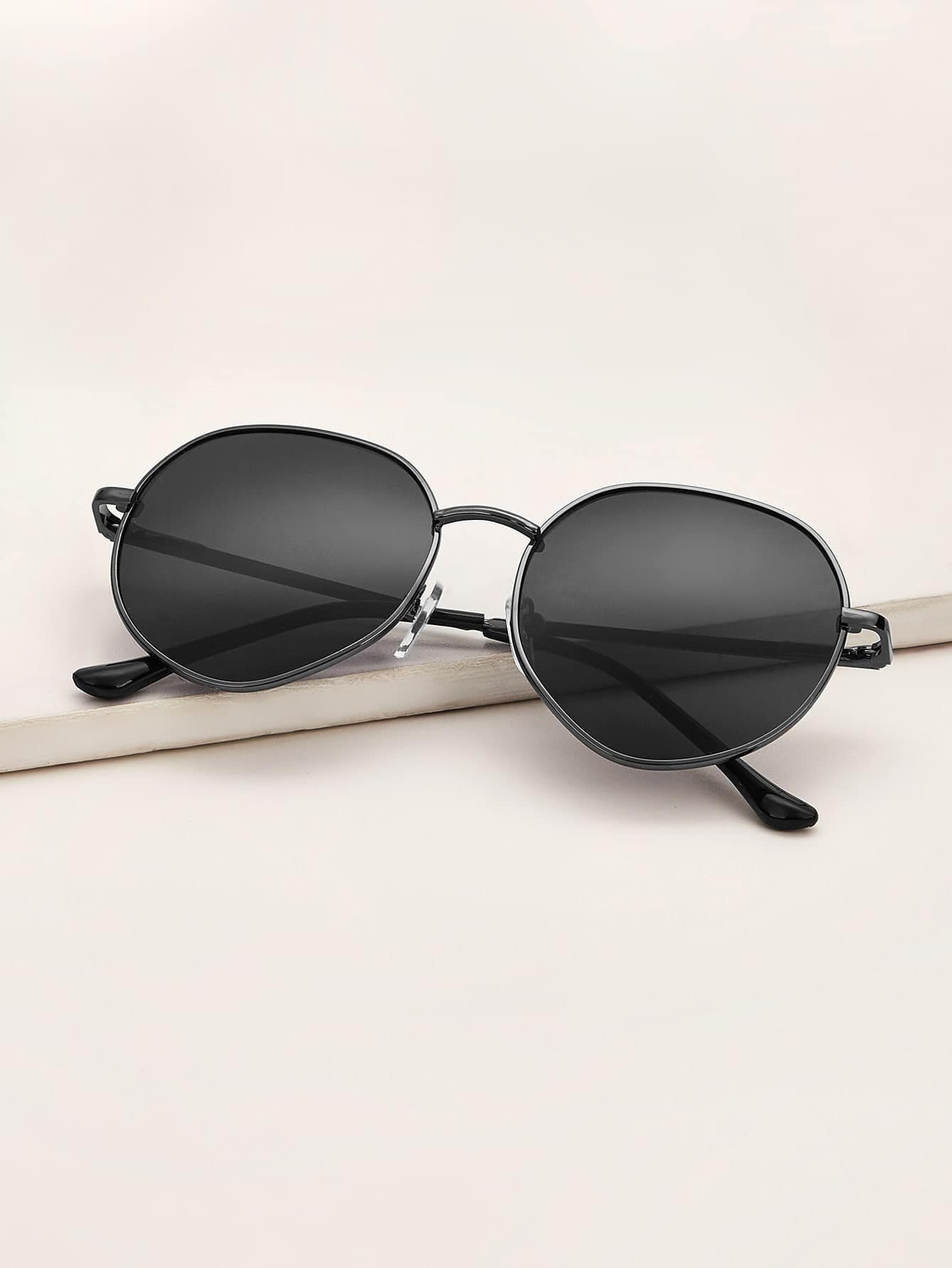 1 pieza gafas de sol con montura metálica para niños adecuadas para uso diario - Negro - Ver 1