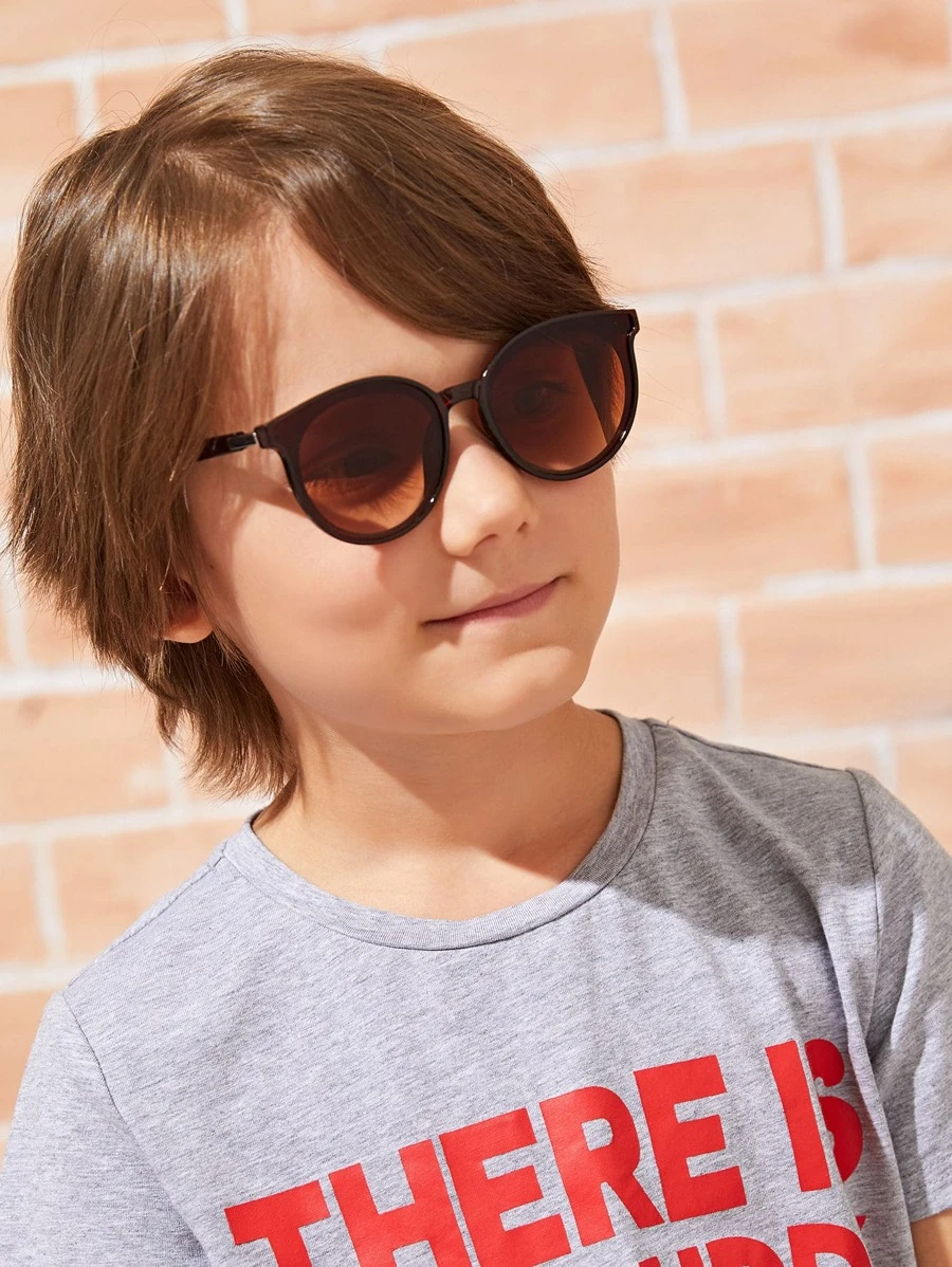 1 pieza gafas de sol con montura de plástico para niños adecuadas para uso diario - Marrón - Ver 1