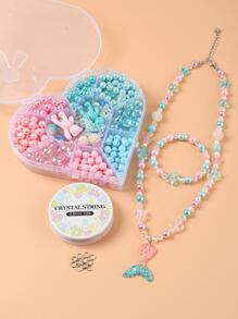 1套DIY糖果顏色首飾套裝製作套件包括樹脂和亞克力吊墜亞克力和ABS塑料珠子鐵跳環彈性線混色熊設計DIY首飾配件 - 彩色 - 查看 1