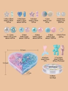 1套DIY糖果顏色首飾套裝製作套件包括樹脂和亞克力吊墜亞克力和ABS塑料珠子鐵跳環彈性線混色熊設計DIY首飾配件 - 彩色 - 查看 3