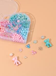 1套DIY糖果顏色首飾套裝製作套件包括樹脂和亞克力吊墜亞克力和ABS塑料珠子鐵跳環彈性線混色熊設計DIY首飾配件 - 彩色 - 查看 4