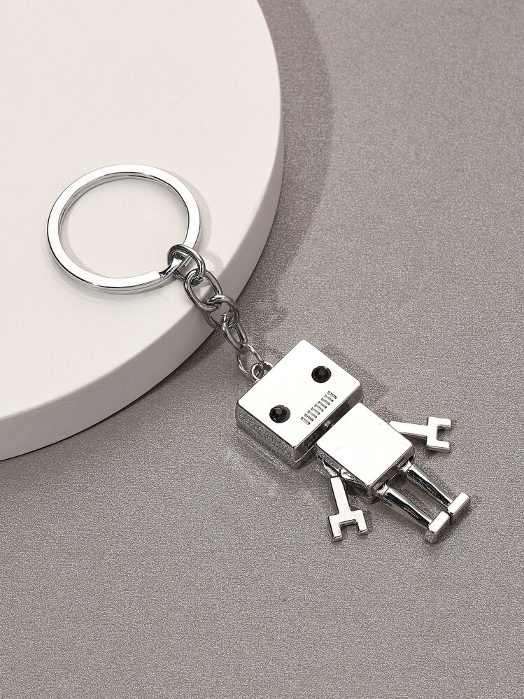 Móc khóa quyến rũ Robot nam - Bạc - Xem 1