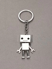 Móc khóa quyến rũ Robot nam - Bạc - Xem 2