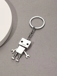 Móc khóa quyến rũ Robot nam - Bạc - Xem 3