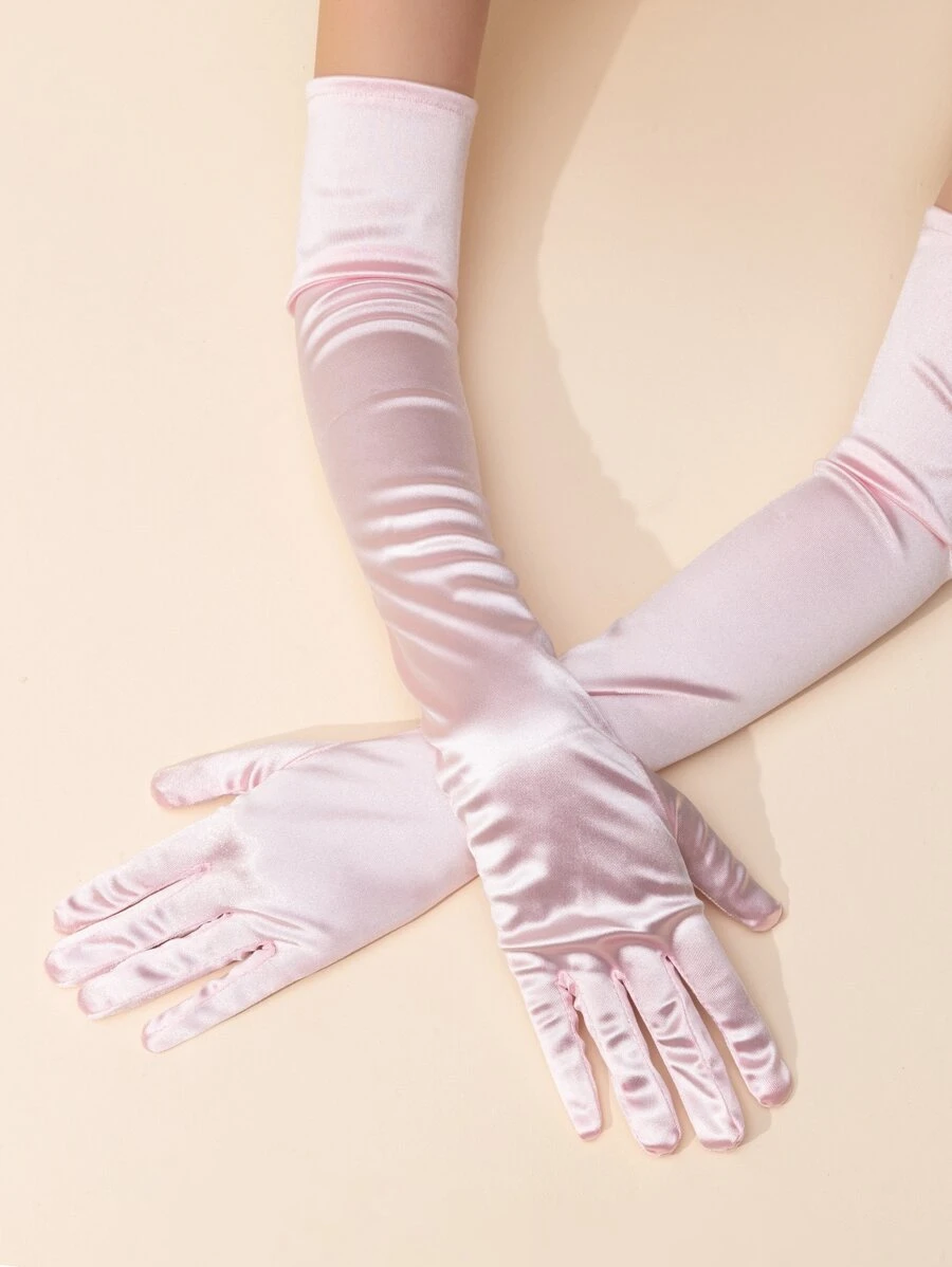 素色長手套 - 粉色 - 查看 1