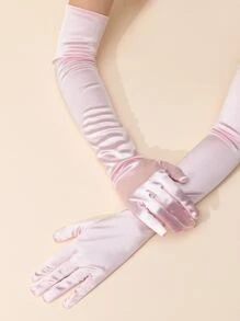 素色長手套 - 粉色 - 查看 2